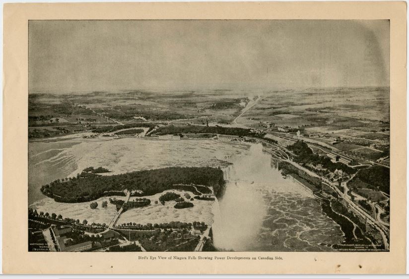 Bird's Eye View of Niagara Power Station and the Falls